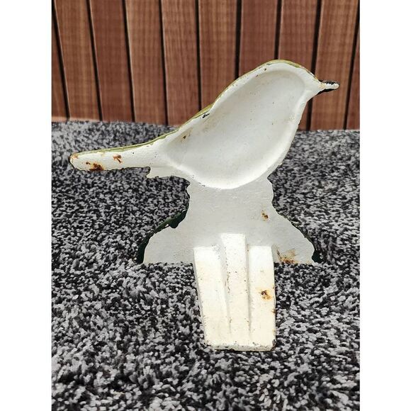 Vintage Cast Iron White Goose and Robin Bird Wedge Door Stopper - Picture 4 of 9